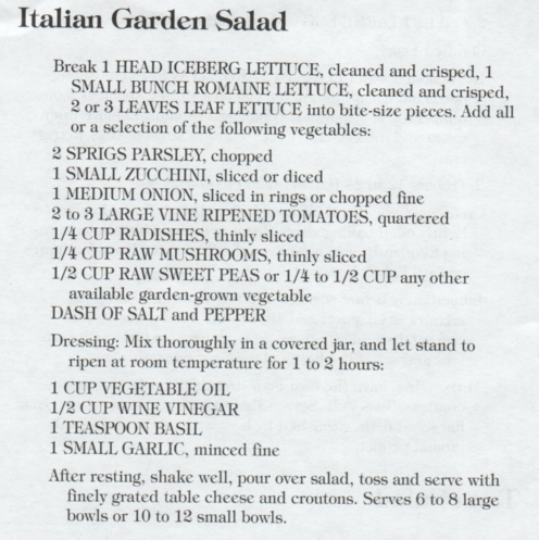 Italian Garden Salad - Delicious Memories