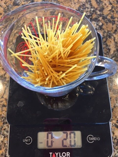 weigh spaghetti