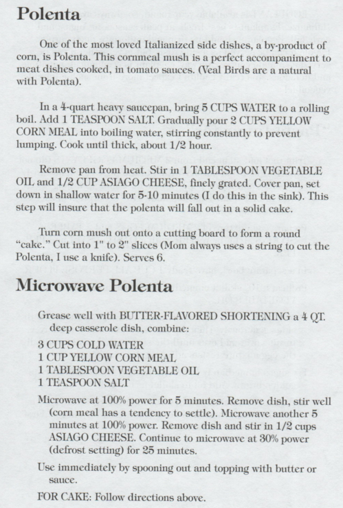 VEG5 Polenta Recipe