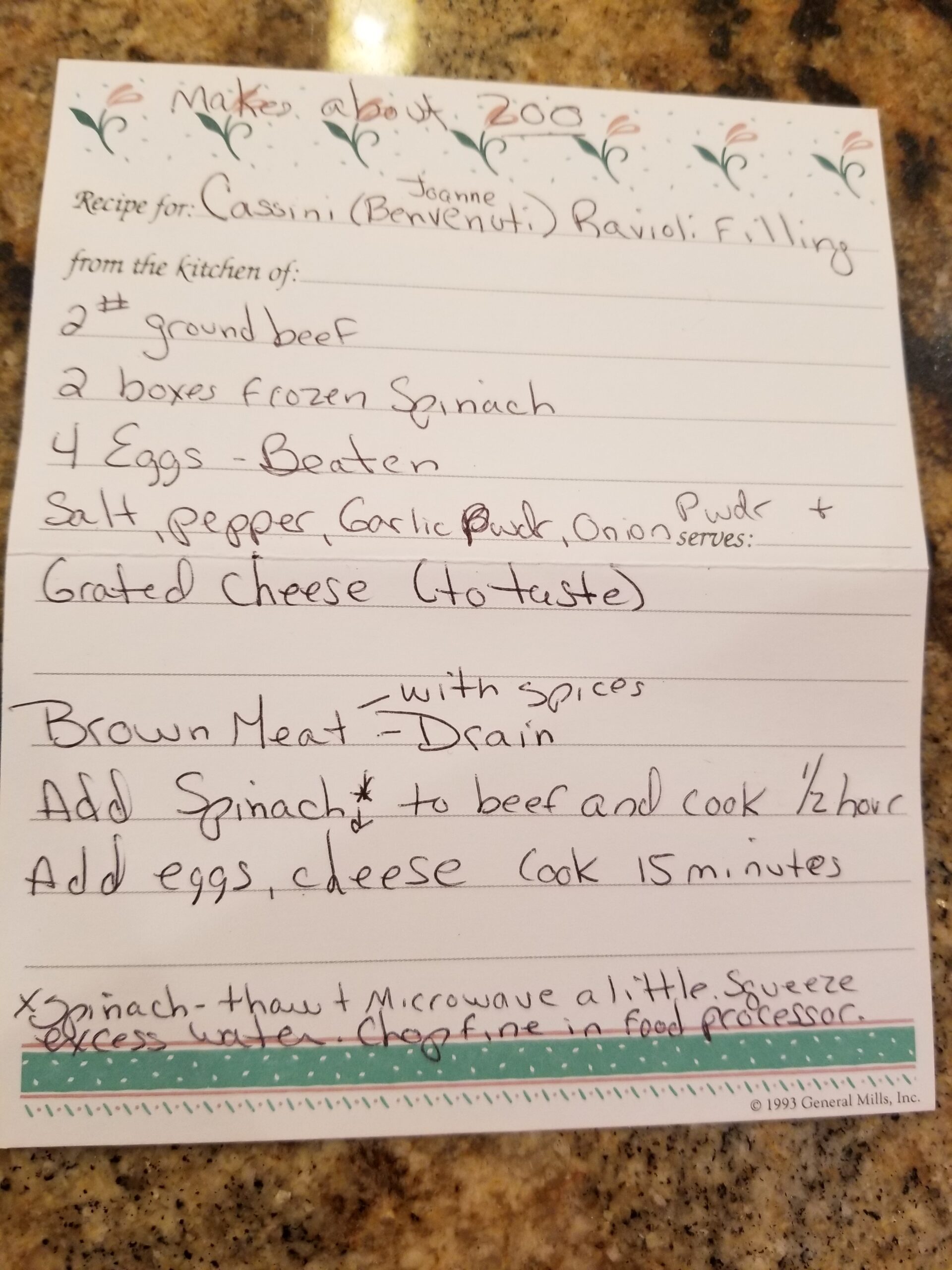 Casani filling recipe