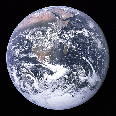 A picture of the earth taken from space.