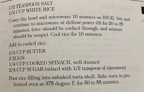 A recipe for rice and butter on the side of a bowl.